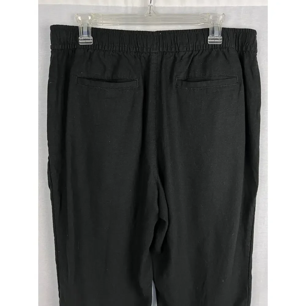 Old Navy Pants High Rise Straight Linen Black Boho Chic Summer Beachy Vacation